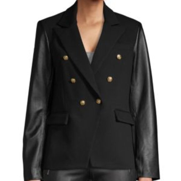Generation Love Jackets & Blazers - NWOT $447 Sz XS Generation Love Enzo Black Leather Sleeve Blazer